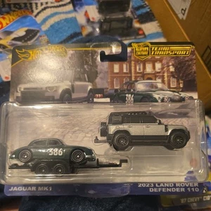 Hot Wheels Team Transport Jaguar MK1 & 2023 Land Rover Defender 110 Die Cast set - Picture 1 of 1