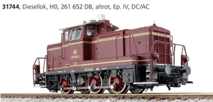 ESU 31744 H0 AC DC V60 Diesellok 261 652 altrot Ep. IV DB Sound + Dampf - Picture 1 of 1