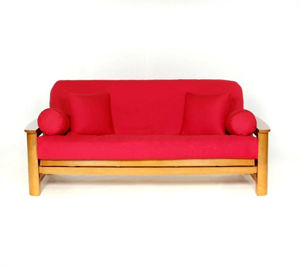 Capa futon 100% algodão tamanho completo - Vermelha - Móveis laváveis com zíper para sofá Be... - Imagem 1 de 1