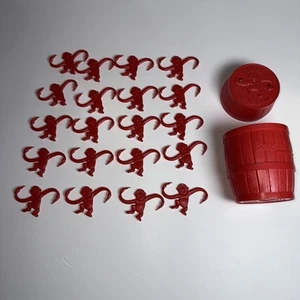 Vintage 1989 Red BARREL OF MONKEYS Game w/ 20 Red Monkeys Milton Bradley #4056 - Picture 1 of 4