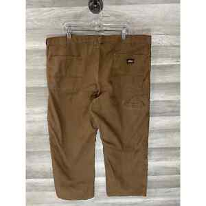 Dickies Pants Mens 44x30 Brown Khaki Straight Leg Workwear Outdoor Pockets Logo 