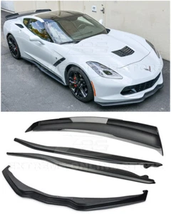 Z06 Front Lip Splitter Side Skirts & Stage 3 Rear Spoiler For 14-19 Corvette C7 - Picture 1 of 12