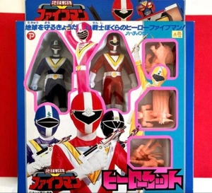 Popy Toei Power Rangers Chikyuu Sentai Fiveman Hero set Figure Red Black PVC JP - Picture 1 of 2