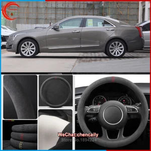 Wear-resistant Sweat Suede Leather Car Steering Wheel Cover For Cadillac ATSL - Picture 1 of 11