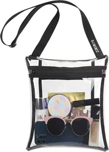 Clear Crossbody Tote Bag Transparent Handbag Zip Purse Stadium with Inner Pocket - Picture 1 of 7