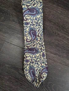  Liberty of London Tie Yellow Purple Blue Paisley 70s 80s USA Silk Vintage  - Picture 1 of 4