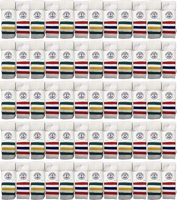 240 PK Mujer Algodón Blanco Rayas Tubo Calcetines Estilo Árbitro 9-11 Foto 1 de 4