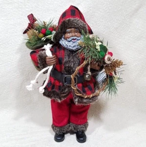 11" FIGURA INDEPENDIENTE DE NAVIDAD SANTA CLAUS ROJO A CUADROS CON BOLSA DE REGALO - Imagen 1 de 10