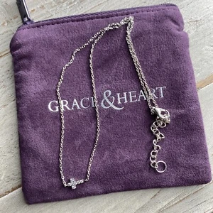 Grace & Heart G&H INITIALLY MINE CROSS NECKLACE .925 STERLING SILVER 16” CZ NEW! - Picture 1 of 4