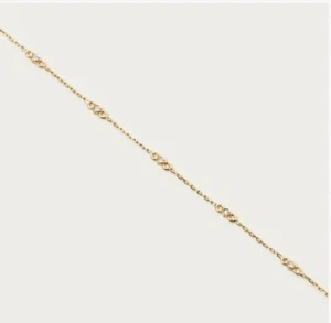 14k Real Gold Bezel Set Diamond Station Bracelet for Women, Adjustable 5.5”-6.5” - Picture 1 of 9