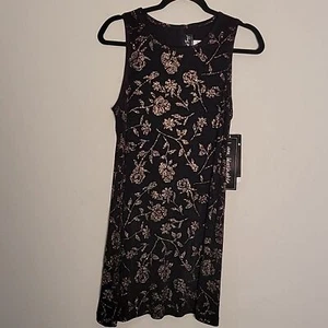 Vintage All that Jazz 3D gold flowers slinky mini dress Sz M New - Picture 1 of 8