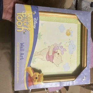Disney Winnie the Pooh Wall Art: Two wood framed pictures 11 7/8" x 11 7/8" - Picture 1 of 14