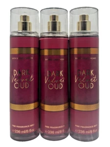 Bath & Body Works LOT 3 Dark Velvet OUD Fragrance Mist Spray 8 oz Raspberry Rose - Picture 1 of 2
