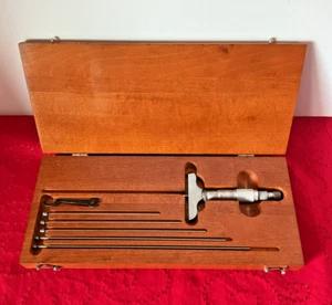 Starrett # 440 Tiefenmessschraube 0-6" mit Holzkoffer - Bild 1 von 12