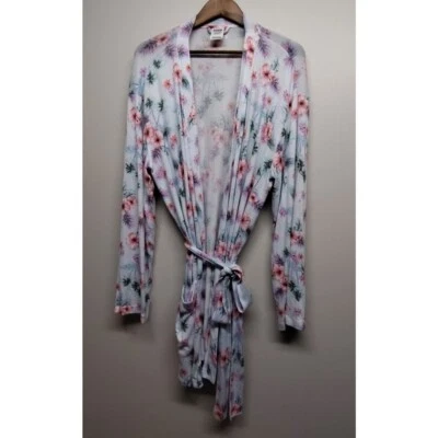 Bata Rosa Victoria's Secret Mujer Talla M Azul Floral Bolsillos Cintura Corbata Ropa de Salón Foto 1 de 4