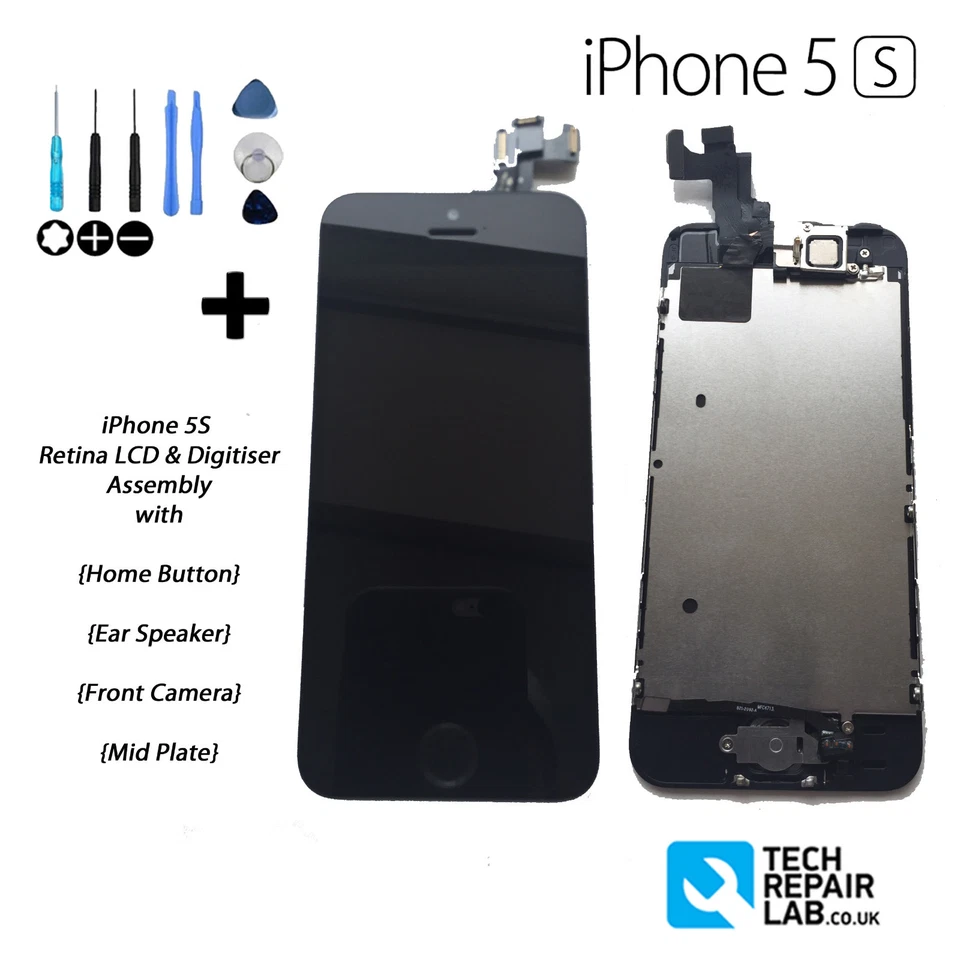 全新 iPhone 5S LCD 数字触摸屏 完全组装 带零件 - 黑色 — 第 1/4 张图片