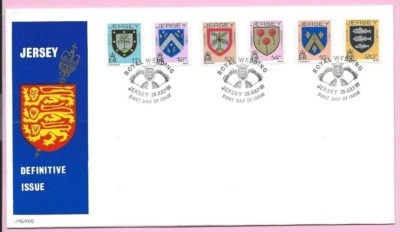 JERSEY Post 1981  FDC - DEFINITIVE ISSUE - 6 Values to 20p - Special Handstamp - Image 1 of 2
