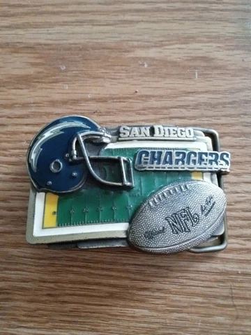 San Diego Chargers Classic Logo Belt Buckle NFL License Football Made in USA Vtg Cover