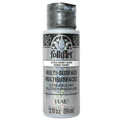 Pintura gruesa plateada brillante 6318 arte popular arte popular artesanía acrílico pintura transparente 2 oz Foto 1 de 3