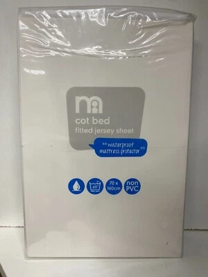 MOTHERCARE COT BED FITTED JERSEY SHEET WATERPROOF MATTRESS PROTECTOR 70x140cm - Image 1 of 2