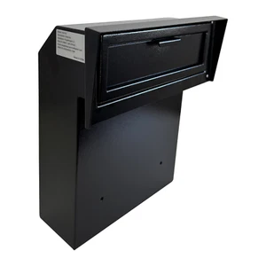 OPEN BOX Rainproof Through the Door Safe Mailbox with Combination Lock, Black - Picture 1 of 9