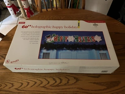 Letrero holográfico vintage de felices fiestas NOMA 60 pulgadas 150 luces nuevo en caja Foto 1 de 4