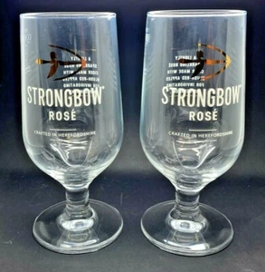 2 X STRONGBOW ROSE CIDER STEMMED PINT GLASSES - TWO PAIR BLUSH RED PUB BAR HOME - Picture 1 of 5