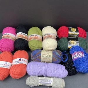Lot of 14 Skeins 11 Wool Yarn Patons Minerva Lion Pingouin Mixed Lot 3 Andora - Picture 1 of 9