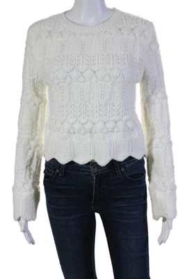 Suéter de cuello redondo de manga larga con textura suave blanco talla XS Line And Dot para mujer Foto 1 de 4