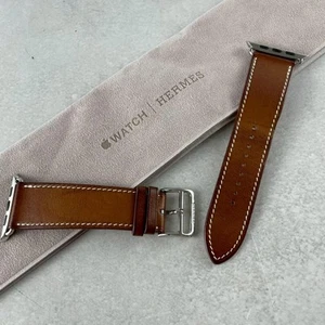 Hermes Brown Leather Apple Watch Band Strap 3.7 x 4.7 Inch Size Genuine Leather - Photo 1 sur 13