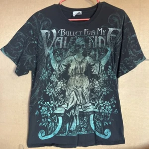 Bullet For My Valentine T Shirt Mens Large Black Y2K AOP Grunge Metal Band 2010 - Picture 1 of 5