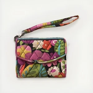 "Vera Bradley Billetera Muñequera Triple Estampado Muchas Flores Patrón Retirado 5""x4""" - Imagen 1 de 5