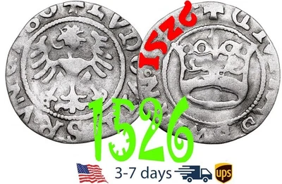 BOHEMIA Swidnica 1/2 GROSCHEN 1526 Louis II of Jagiellonian Silver Coin #18139 - Image 1 of 3