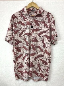 Bad Birdie Men's Anti Odor UPF 50+ Golf Polo Shirt Size L Running Cheetah - Picture 1 of 9