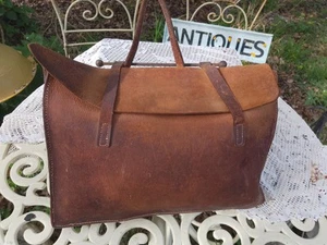 Antique Brown Leather Music Bag Case Circa 1930 - Picture 1 of 5