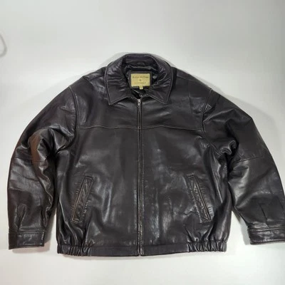 Boston Harbour Leather Jacket Mens Soft Genuine Brown Vintage Full-Zip Front XXL - Image 1 of 4