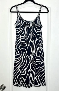 Y2K MSK Etuikleid Zebra Animal Print Gr. M Kettenglieder Träger schwarz-weiß - Bild 1 von 7