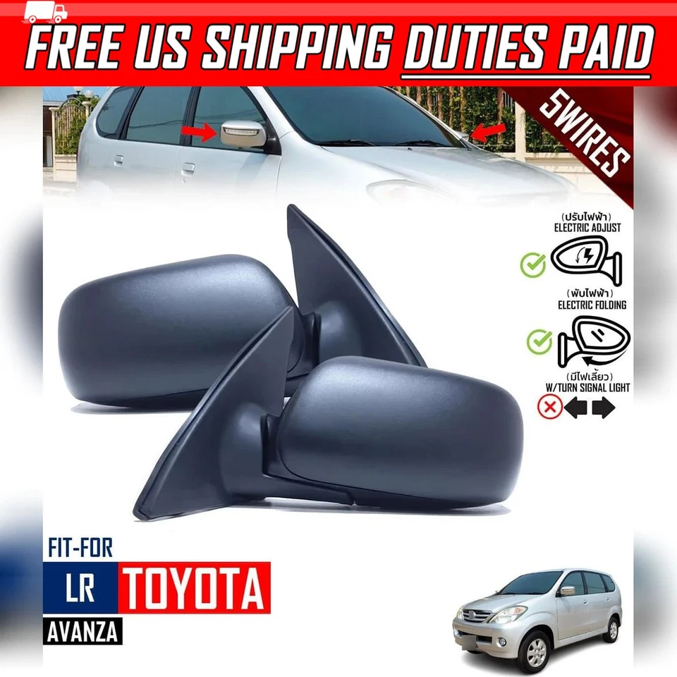 一对 LR 侧翼镜电动 5 线黑色适用于丰田 Avanza F600 2004-2008 — 第 1/4 张图片