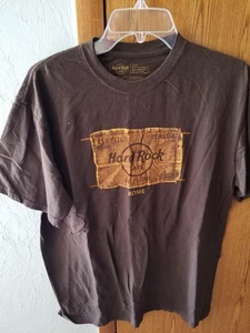 Hard Rock Cafe Rome Shirt Mens Large Brown Graphic Tee T-Shirt Souvenir - Picture 1 of 2