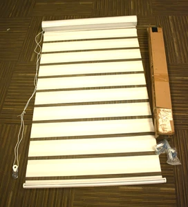 Zebra Blinds Shades Window Privacy Dual Layer Light Filter White 34" W x 60" L - Picture 1 of 4