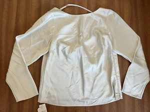 Abercrombie & Fitch Women Long Sleeve Cowl Back Satin Top Blouse Shirt Cream L - Picture 1 of 11
