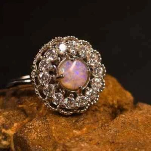 Spinner Lightning Ridge Crystal Opal 0.40ct 925 Silver Adjustable Ring Size US 6 - Picture 1 of 7