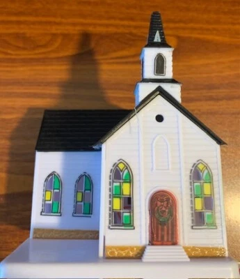 Cobblestone Corners Miniatures Church Model White Building Free Shipping - Image 1 of 2