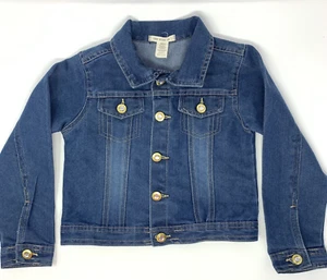 One Step Up Blue Denim Jacket with Rhineston Buttons Cotton Blend Girls Size 5/6 - Picture 1 of 7