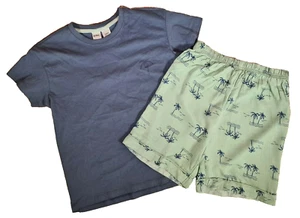 Nuevo con etiquetas Conjunto de pijama corto de verano con estampado de palma azul verde marca Anko para niños talla 10 - Imagen 1 de 2