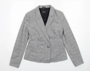 Miss Selfridge Womens Grey Check Polyester Blend Suit Jacket Size 10 - Picture 1 of 10