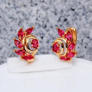 Dameohrringe charismatische Ohrringe vergoldet Gold K18/750er Rosa farbe Topas - Bild 1 von 3