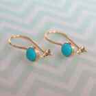 Natural Sleeping Beauty Turquoise Solid 14k Gold Wedding Women Dangle Earrings