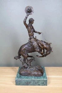 1890s Rodeo Rider Carl Kauba Signed Bronze Sculpture Western Cowboy & Horse - Picture 1 of 4