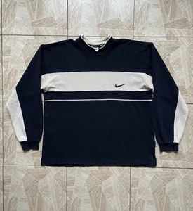 Very Rare Vintage 90s Retro Y2k Nike Logo Swoosh Striped Sweatshirt M Crew Neck - Picture 1 of 13